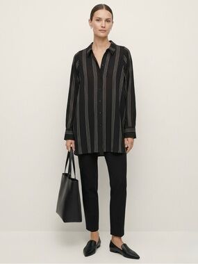 🄷&🄼 TREND Black Stripe Button Down Shirt Size 6